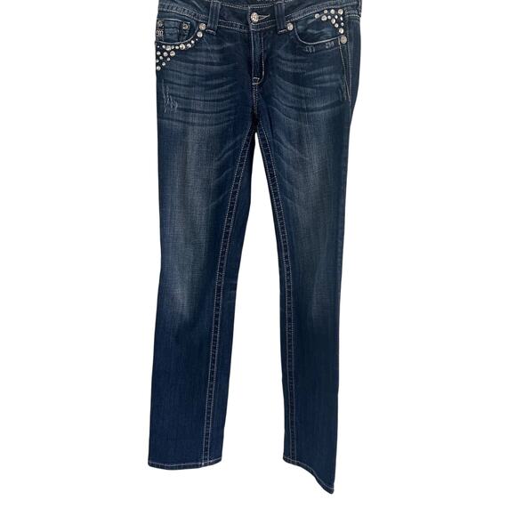 Miss Me Jeans Womens SZ29 Blue Straight Denim Flap Pocket Bling JP5141ST - Picture 1 of 10